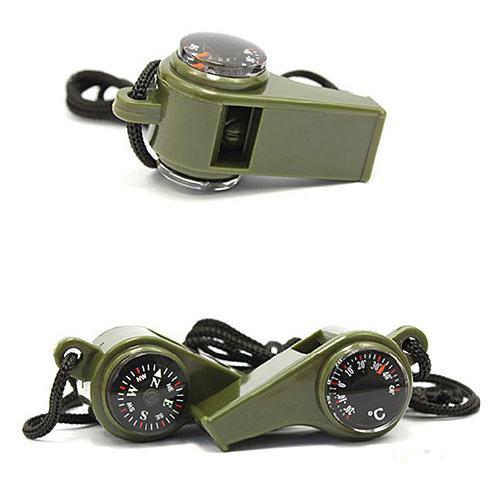 Survival Gear Whistle Compass Thermometer