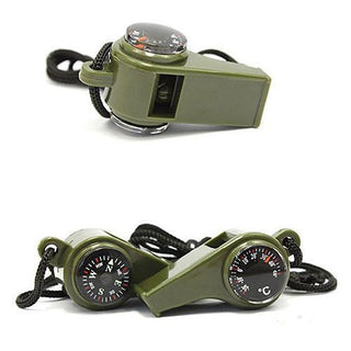 Survival Gear Whistle Compass Thermometer