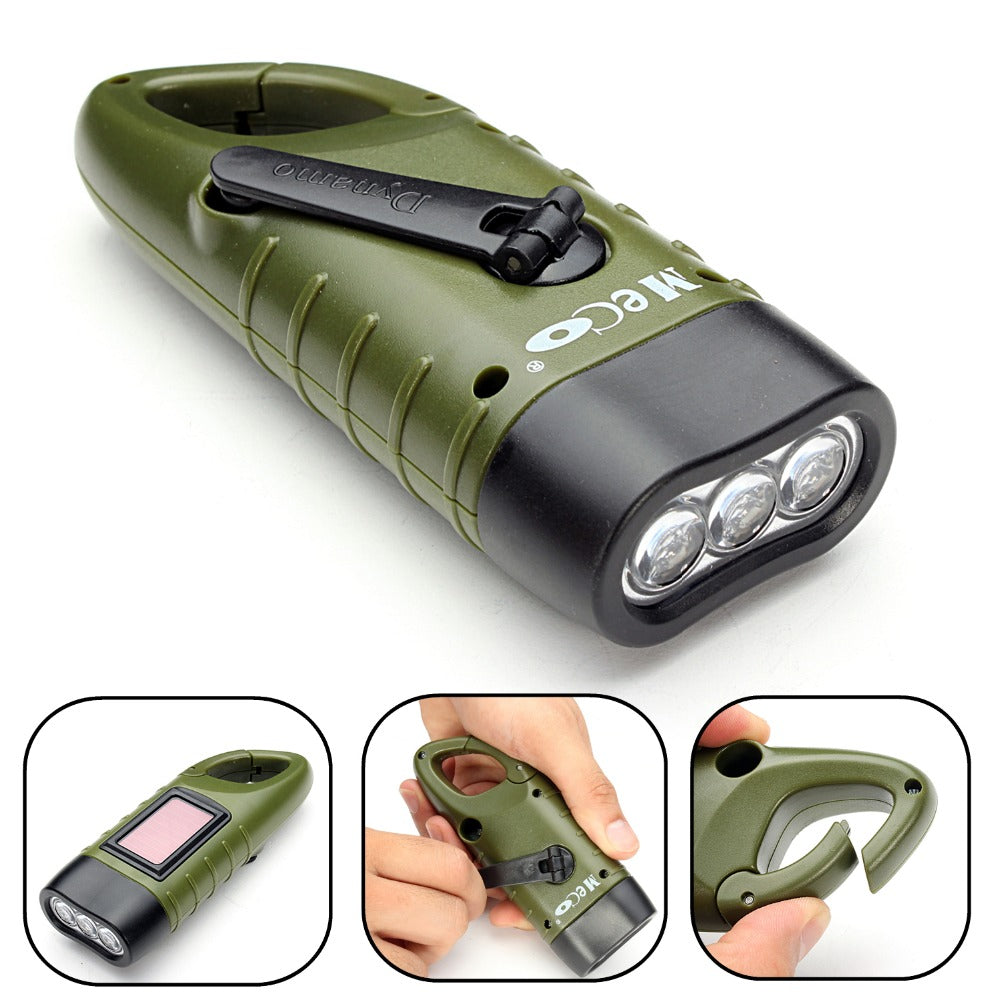 Mini Emergency Hand-crank Dynamo Solar Flashlight